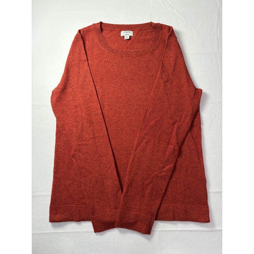 J.Crew Teddie Crewneck Sweater Rust Terracotta Orange Wool Blend Women Medium